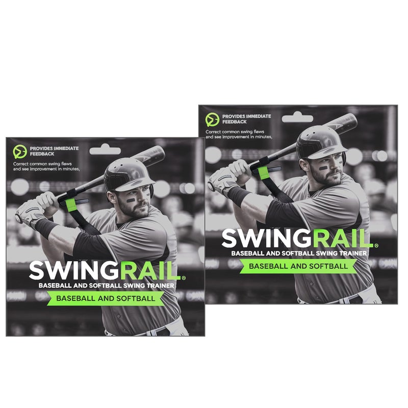 SWINGRAIL Baseball/Softball Swing Trainer Aid (2-Pack) Equipment for Batting and Hitting - Image 1